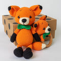 Crochet Fox Teddy and Rattle Baby Gift Set