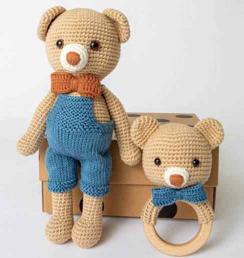 Teddy Bear and Rattle Baby Gift Set