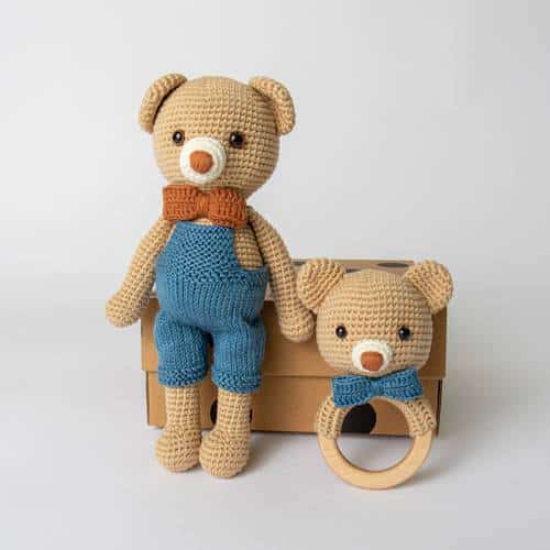 Teddy Bear and Rattle Baby Gift Set