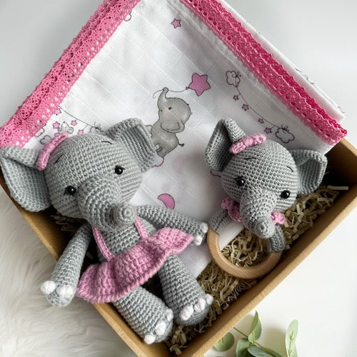 Deluxe Elephant Muslin Baby Gift Box