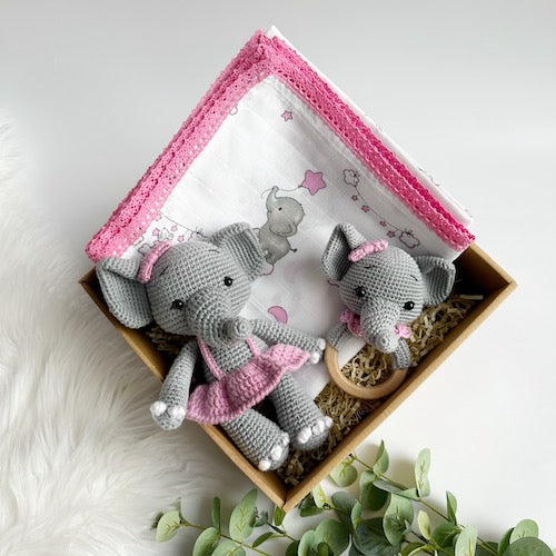 Deluxe Elephant Muslin Baby Gift Box