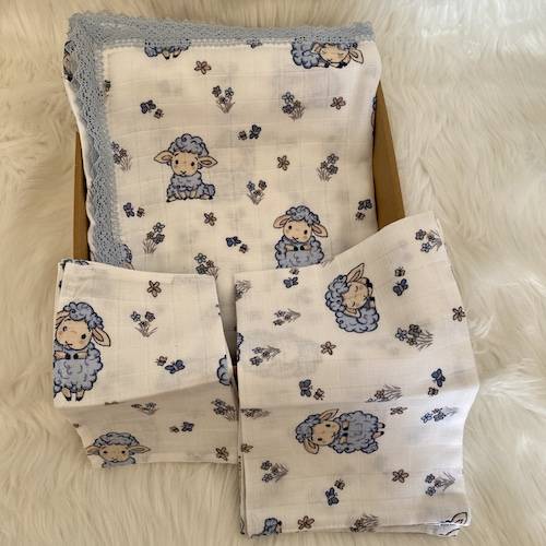 Deluxe Lamb Muslin Baby Gift Box