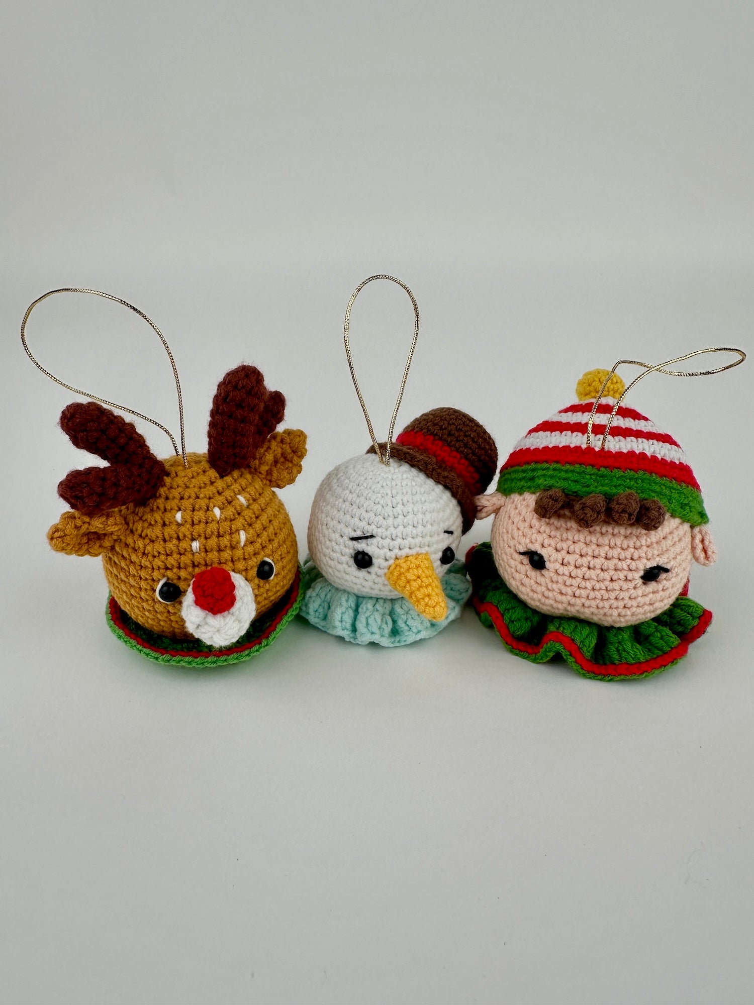 Crochet Christmas Decoration-Snowman, Elf & Deer
