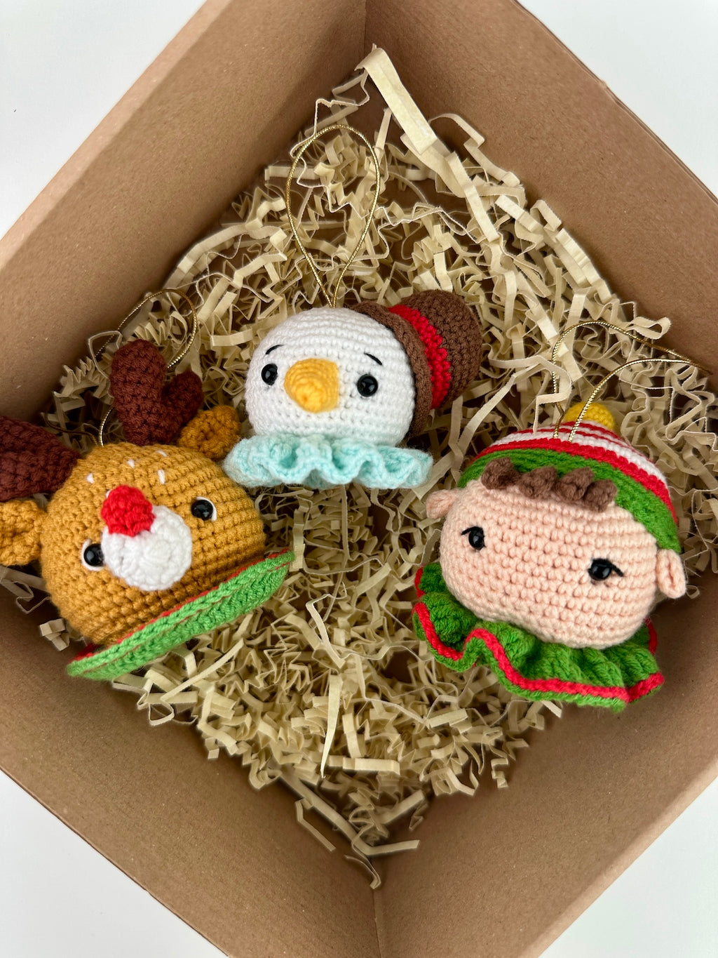 Crochet Christmas Decoration-Snowman, Elf & Deer
