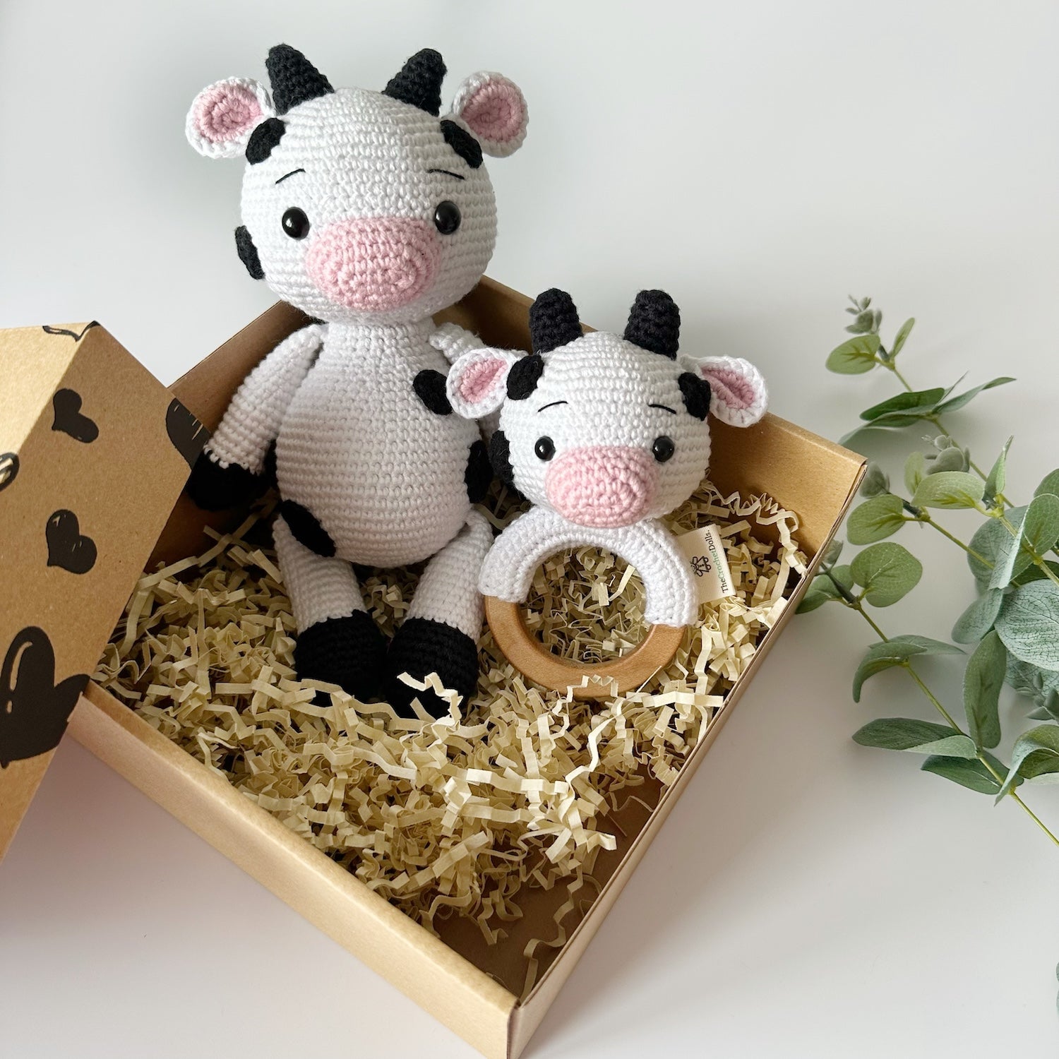Crochet Cow and Rattle Set