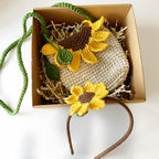 Crochet Sunflower Handbag with Matching Headband