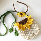 Crochet Sunflower Handbag with Matching Headband