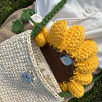 Crochet Sunflower Handbag with Matching Headband