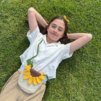 Crochet Sunflower Handbag with Matching Headband