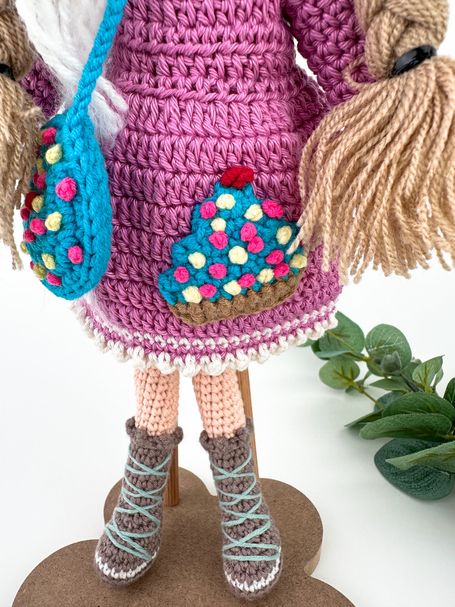 Handmade Doll with a Cupcake Bag