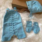 crochet romper set baby gift blue
