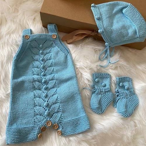 crochet romper set baby gift blue