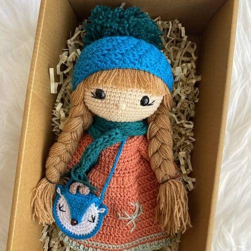Crochet Doll With a Fox Bag