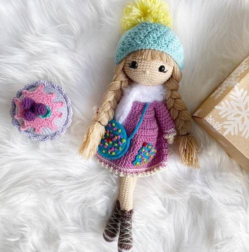 Handmade Doll with a Cupcake Bag