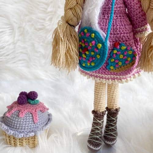 Handmade Doll with a Cupcake Bag
