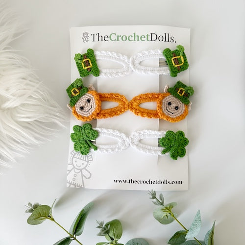 Crochet St Patricks Day Hairclips